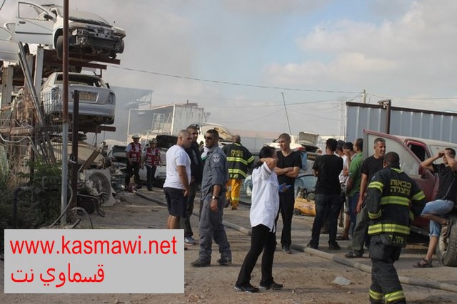 عاجل : حريق في متجر لقطع الغيار في سهل كفرقاسم 